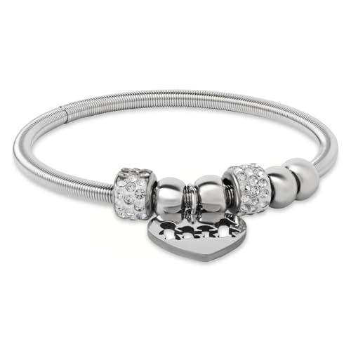 Image of I Jewels Fashion Stylish Silver Plated Adjustable Charm Bracelet with Stone Beads for Women