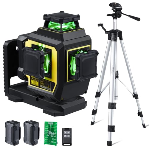 Firecore Laser Level 360 Self Leveling with 60" Tripod, 1/13" High Accuracy, Outdoor Pulse Mode to 197 Ft, Rechargeable Green Cross Line Lazer Leveler Tool for Construction, Home Renovation - F95T-XG by Firecore - Used condition - US$128.71