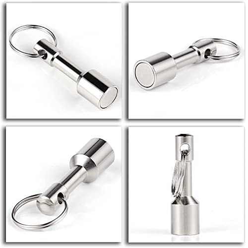 Keychain Magnet For Testing Brass,Keychain Pocket Magnets For Purse With Strong Magnetic Rare Earth Neodymium,Gold,Silver, Jewelry,Ferrous Metals Test Magnet Hanging Keys Holder Wellzeer (2Pack-D12Mm) #TOP2