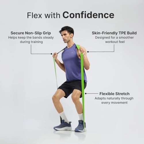 Image of CULT Resistance Band 45MM (20-55Kgs), Heavy Duty TPE Resistance Band for Strength Training, Pull-Up Assistance, Muscle Training & Home Gym Workouts, Green & Grey