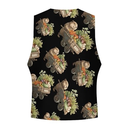 Groundhog Vegetables Men's Suit Vest Slim Fit Business Dress Party Pattern Waistcoat Vest Top4