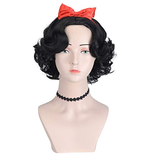 BARSDAR 11'' Finger Wig Short Curly Wave Hair for Princess Cosplay Christmas Party Thanks Giving Day Daily Use (Red Bow Not Included)