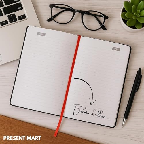 Image of Personalised PU Leather Diary - A5 Size Black Hardbound Notebook with Name Print & Matching Strap, 176 Pages 80 GSM Paper, Calendar, Memo Section, Ideal for Gifting