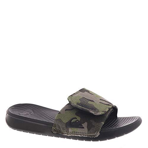 Quiksilver Boy's Bright Coast Adjust Youth Flip-Flop Slide Sandal, Green/Brown/Black, 11 Infant