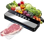Machine Sous Vide Alimentaire 5 en 1, Appareil Sous Vide Alimentaire avec Mode Sec et Humide, Sacs Vide Inclus, Emballeur Sous Vide la Cuisine et la Conservation. (Black, 10 vacuum bags)