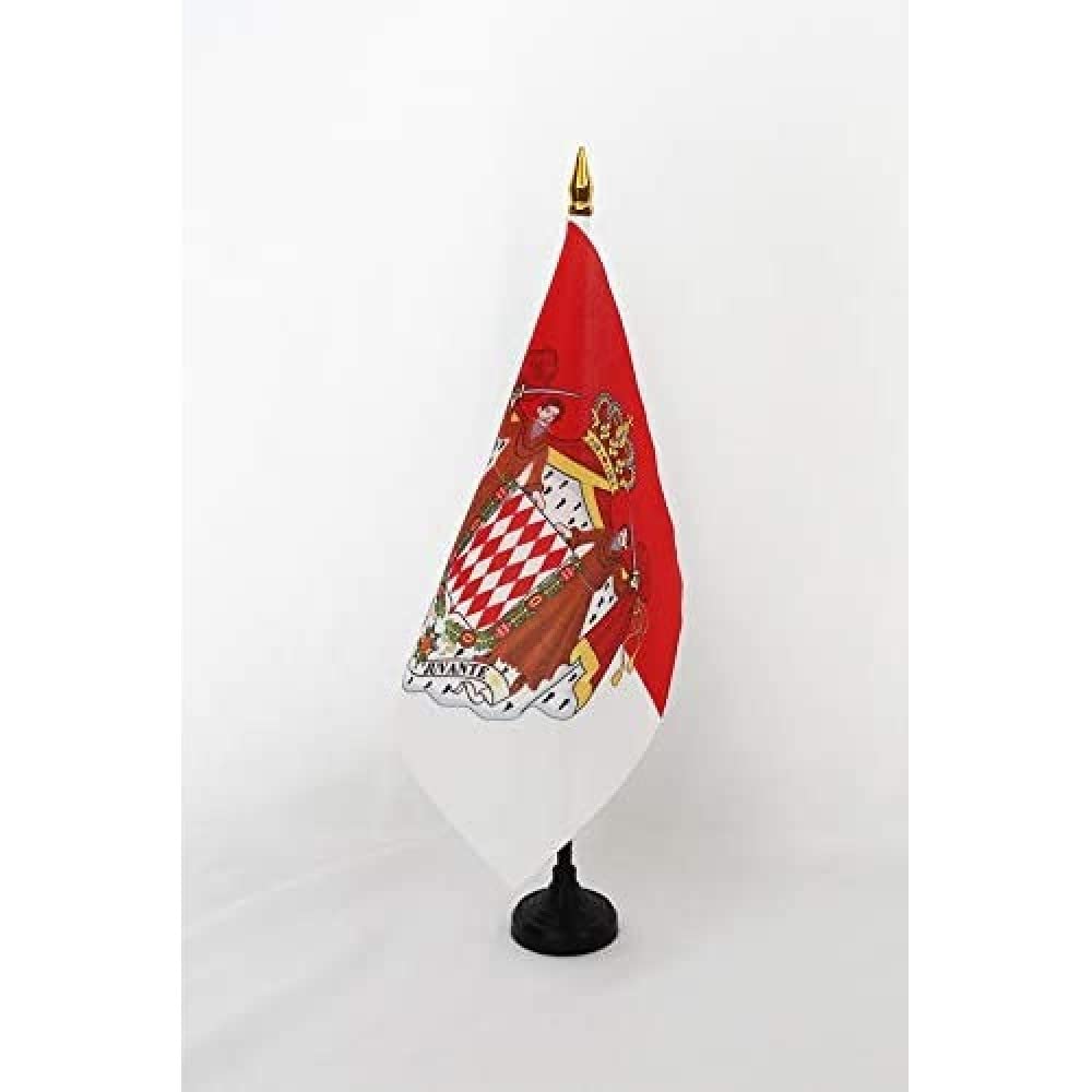 AZ FLAG, Monaco Coat of arms Table Flag 5'' x 5'', Monégasque Office Mini Banner 100% Polyester 15 x 15 cm