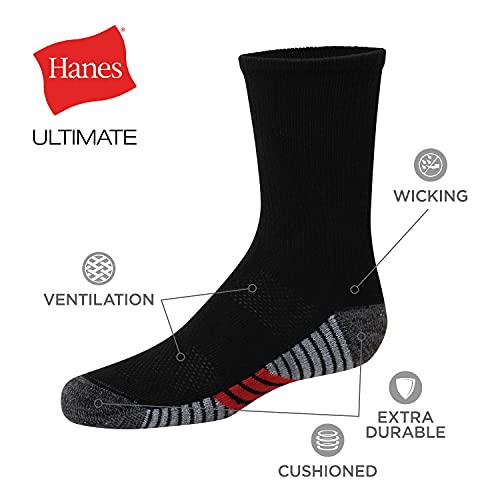 Image of Hanes Ultimate Boys' Crew Performance Sport Socks, 10-Pair Packs