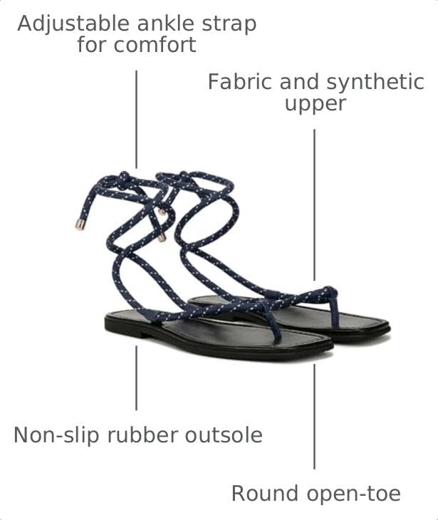 Image of Rope Flat Sandals for Women Strappy Open Toe Thong Sandals Summer Slingback Slip On Slide Sandals with Adjustable Strap