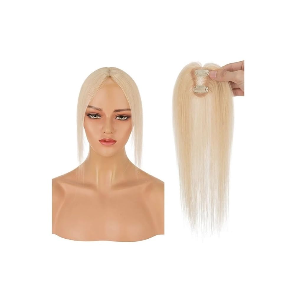 Clip-in Fringe with Middle Parting, Real Hair Topper, 360° 3D Coverage, Hairpieces for Women, French Bangs for Daily Use (Platinum Blonde)
