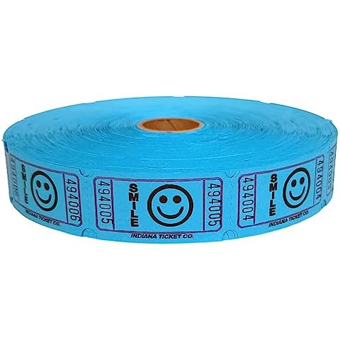 INDIANA TICKET CO. 2,000 Blue Smile Single Roll Tickets (8 Color Selection) - Tickets for School Rewards, Events, Fundraisers, Prizes, and More Cover