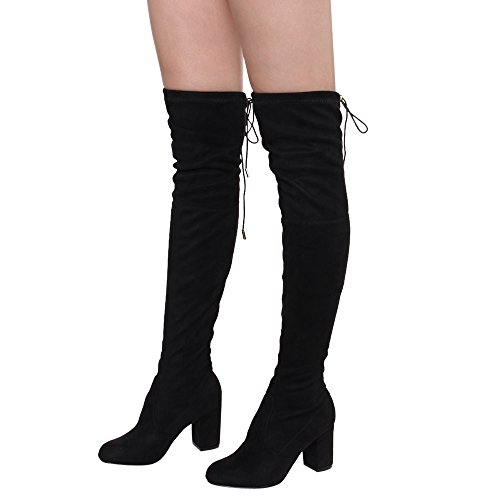 Image of ShoBeautiful Women's Thigh High Boots Stretchy Over The Knee Chunky Block Heel Boots
