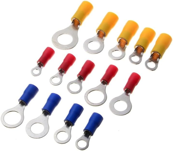 650PC Red/Blue/Yellow Assorted Insulated Terminals Electrical Wire Cable Crimp Butt Ring Terminals Connector Assortment Kit VUQLDHAYZ