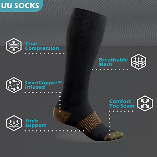Image of Medical Compression Socks for Women and Men 3 Pairs 20-30 mmHg Knee High Christmas Compression Stockings Circulation Best for Running Athletic Nurses