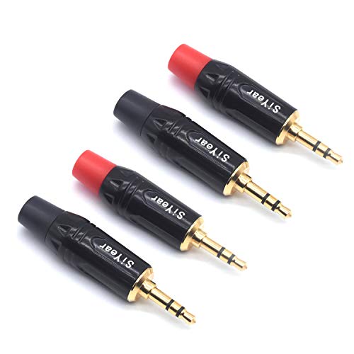 SiYear 3-Pole 3.5mm Stereo Headphone Jack Male Plug Repair Replacement Solder Adapter, 3.5mm (1/8inch) Solder Type DIY Audio Cable Connector(4PACK)