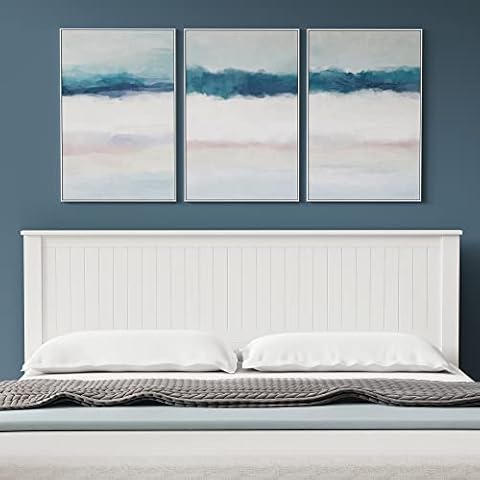 Glenwillow Home Campagne Wood Panel Headboard in White - King Size Cover
