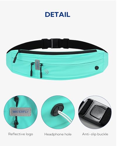 Image of WATERFLY Running Belt Fanny Pack: Runner Marathon Jogging Waist Pack Sport Workout Exercise Fitness Phone Holder Belt for Men Women Jogger Slim Waistband Black