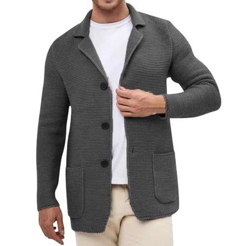 Knitted Sweaters for Men Shawl Collar Button Up Long Sleeve Blazer Cardigan Fall Winter Casual Warmth Sweater