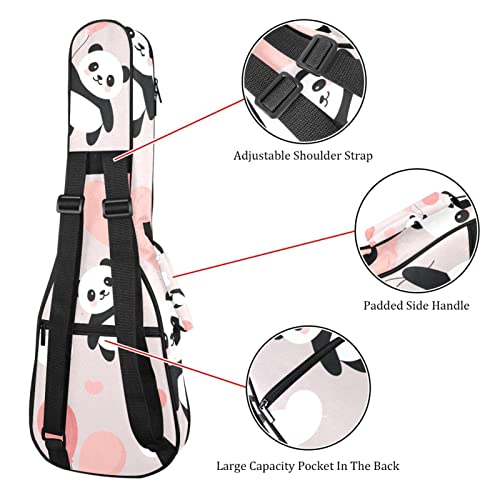 Happy Panda Housse pour ukulélé avec ballon 53,3 cm, 58,4 cm, 66 cm, double bandoulière et poche de rangement - Les Beatles, Paul McCartney, John Lennon, RIngo Starr, George Harrison Happy Panda Housse pour ukulélé avec ballon 53,3 cm, 58,4 cm, 66 cm, double bandoulière et poche de rangement – Image 4