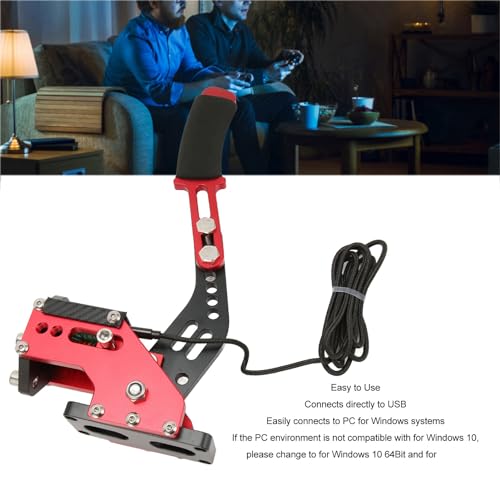 Freno de mano USB de 64 bits rojo con abrazadera para simuladores de PC Windows y consolas Xbox 5