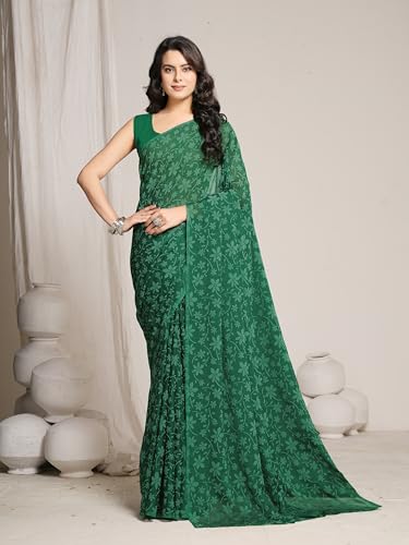 Image of Garden Vareli Lock Chiffon Floral Saree