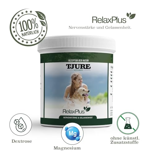 TJURE Relax Plus 500 g Pulver | Ergänzungsfuttermittel mit B‑Vitaminen, Magnesium & L‑Tryptophan | Zur ernährungsphysiologischen Unterstützung in besonderen Phasen