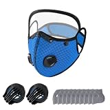 Jeesrt Reusable Carbon Filter Dust Mask, with 10 Filters, 2 Breathing Valve, face protection mask with Adjustable G ...