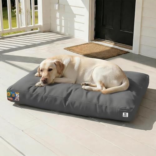 Sytopia 42 Inch Outdoor Waterproof Dog Bed for Extra Large Dogs, Heavy Duty Pet Bed with Premium Fabric, Durable Washable Crate Mat for Patio, Camping, Deck, Ideal for Indoor Outdoor Use, Grey by Sytopia - Used condition - US$32.01