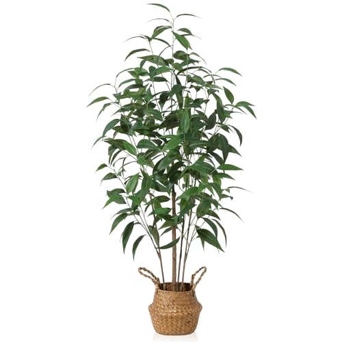 Ferrgoal Artificial Eucalyptus Tree, 47 Inch Tree Fake Plant in Pot for Home and Office Decor, Potted Faux Plants Tall Artificial Trees for Indoor, Outdoor, Lifelike Home Decoration, Green