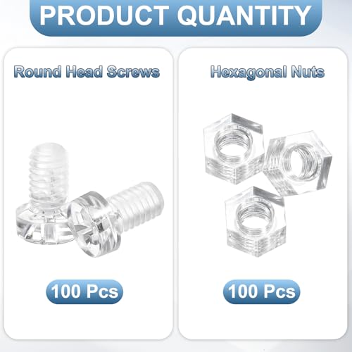 Boulons M6 x 10 mm isolants en PC transparent anti-court-circuit pour électronique x100 - 3