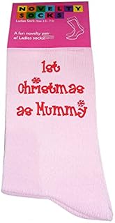 Pink Christmas Socks 1st Christmas as Mummy in Red Ladies Gift for New Mum