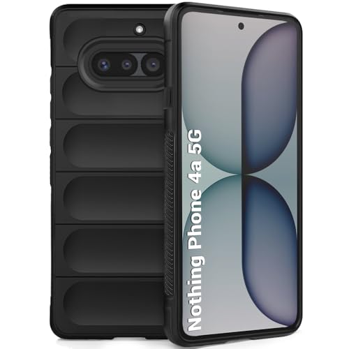 Image of TheGiftKart Liquid Silicon Back Cover Case for Nothing Phone 4a 5G | ShockProof Military Grade Protection | Micro-Fibre Cloth On Inner Side | Anti-Slip Grip Back Case for Nothing Phone 4a (TPU, Black)