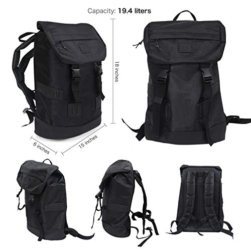 XRAY Duffle Backpack Large Canvas Retro Rucksack Travel Hiking Mountain Overnight Weekend Bag for Men and Women (Black/Black)