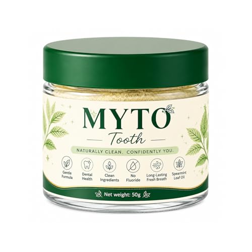 Myto Tooth Powder with Hydroxyapatite for Daily Oral Care & Tooth Enamel Support Fluoride-Free Gentle Clean Mint Fresh Breath 1.76oz