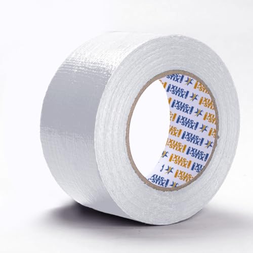 Image of HDPE Tarpaulin Repair Tape Waterproof Heavy Duty Duct Tape for Leak Fix Roof Tent Plastic Sheet Patch Strong Adhesive Weatherproof Outdoor Repair Tape Roll (White 60Y)