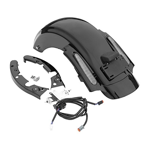 XMT-Moto Rear Fender Kit with Integrated LED Stop/Tail/Turn Signal Lights fits for Harley Davidson Touring Models 2009-2013,Black Housing w/Clear Lens