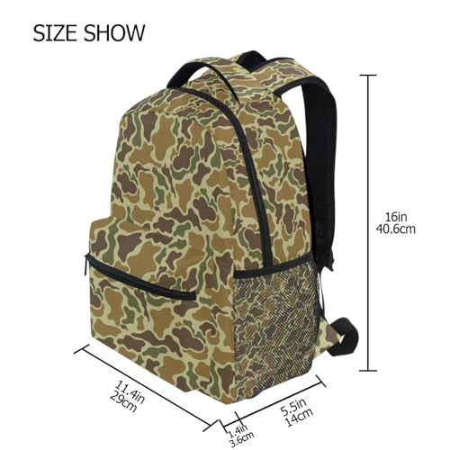 QUGRL Vintage Duck Hunter School Backpack for Girls Boys Yellow Camouflage Large Bookbag Laptop Computer Bag Casual Hiking Travel Daypack Backpack Schoolbag for Teens College 16 Inch2