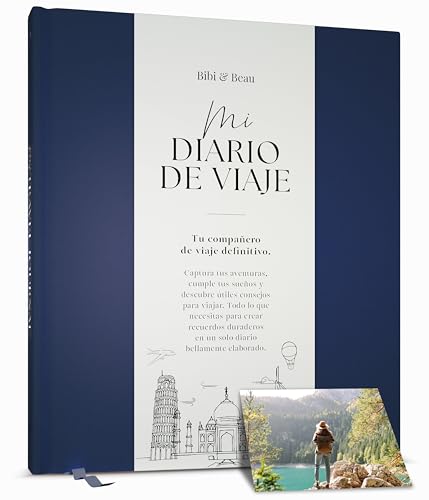Diario de Viaje & Cuaderno de Aventuras – Scrapbook para Hasta 16 Viajes (Azul Marino)