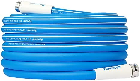 Fevone Garden Hose 50 ft, Drinking Water Safe, Flexible and Lightweight - Kink Free, Easy to Coil, 3/4" Solid Aluminum Fittings - No Leak, 5/8" ID., Heavy Duty Water Hose