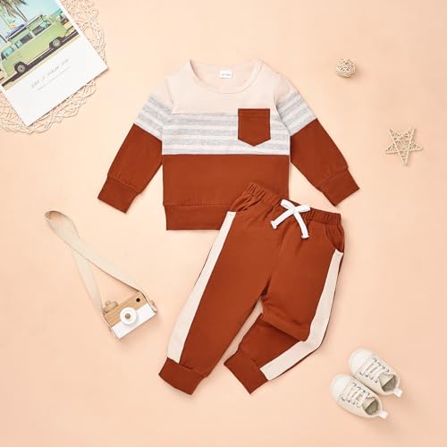 Image of FOCUTEBB Toddler Boy Clothes Baby Boys Fall Winter Outfits Long Sleeve Sweatshirt Top Jogger Pants Set Boys Outfit Set 12M-4T