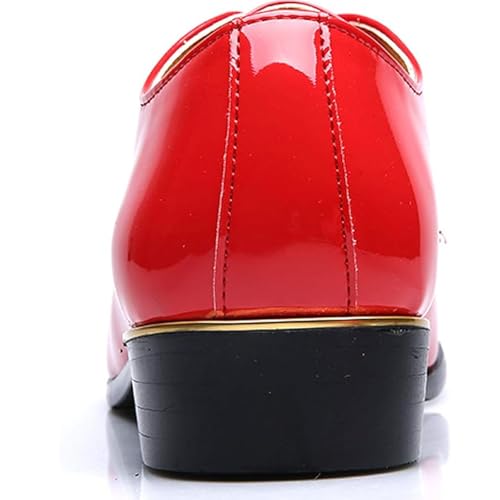 Men's Classic Pointed Toe Patent Leather Dress Shoes - Formal Lace-Up Oxford Business Shoes4