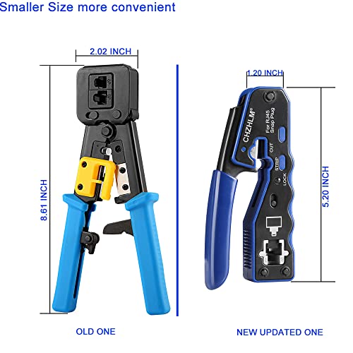 Chzhlm Rj45 Crimp Tool Kit Pass Through Crimping Tool Crimper Cutter For Cat6 Cat5 Cat5E With 50Pcs Connectors Mini Wire Stripper Cable Tester And Plier #TOP4