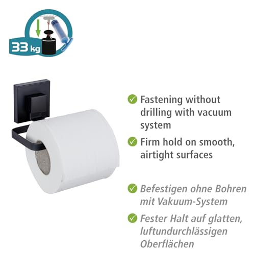 Vacuum-Loc® Quadro Toilet Roll Holder, Stainless Steel Wall Mount for Storing Toilet Rolls Fixed Without Drilling, Black - Image 3