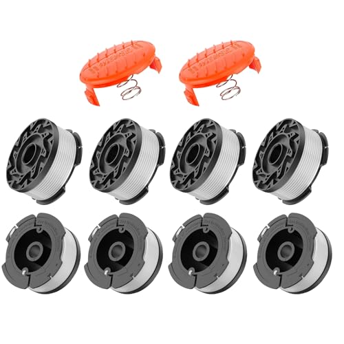 RISELION A6481 Bobine Fil Coupe Bordure Compatible avec Black et Decker, Ø1,65mm avec 9,15m Fil Coupe Bordure (8 Fil Coupe Bordure, 2 Couvercle, 2 Ressort)
