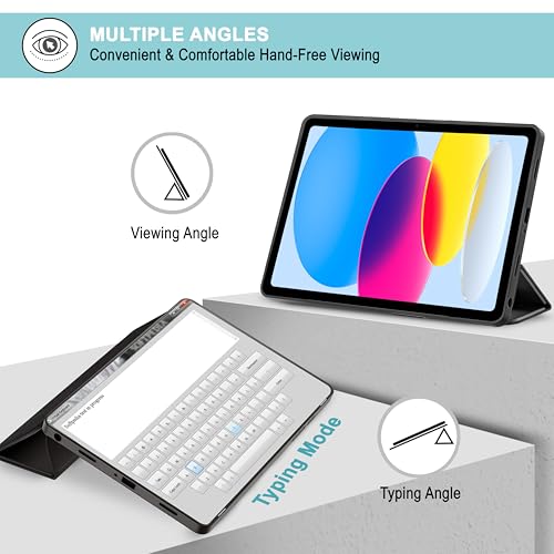 Image of CEDO Tri-Fold for iPad 10 (10th Gen) / iPad 11 (11th Gen) A16 2025 10.9 in Smart Case Flip Cover with Multi Viewing Angles Stand | Leather Finish | Heat Dissipation | TPU Backcover (Black)