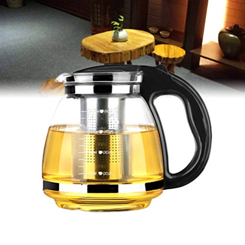 Yardwe Tetera de vidrio de 2000 ml Tetera de vidrio resistente al calor Tetera de filtro de acero inoxidable Tetera de… - Imagen 7