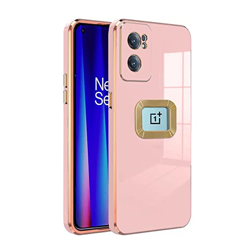 Image of KARWAN Luxury Back Cover Compatible for OnePlus Nord CE 2 (5G) | Logo View Mobile Phone Cases and Covers for OnePlus Nord CE 2 (5G)| Back case and Cover | Slim Shockproof | Soft TPU -Baby Pink