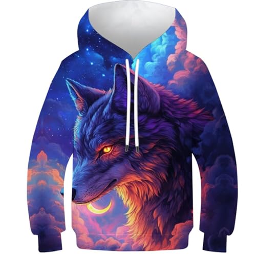Pull à capuche 3D loup filles sweat manches longues enfants haut