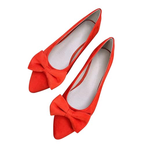 LUXINYU Women Fashion Bowknot Suede Slip on Flats Pointed Toe Lightweight Shoes