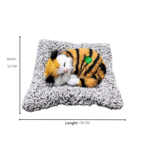 Image of Sleeping Cat Soft Toy, Light Orange, Medium