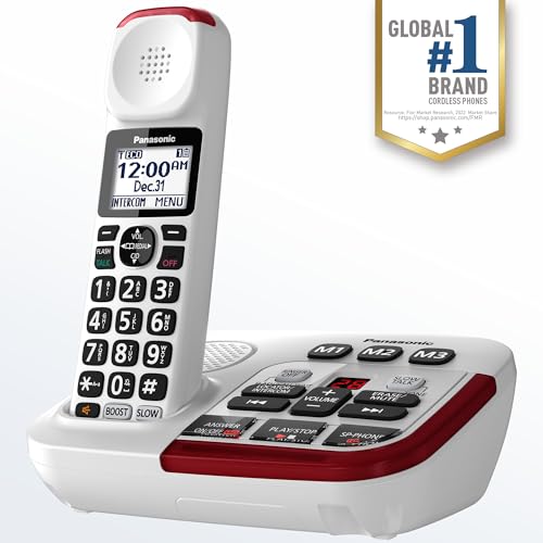 Panasonic Cordless Phone, 1 Handset Amplified Wireless Phone with Slow Talk, 40dB Volume Boost, 100dB Loud Visual Ringer, Hearing Aid Compatibility, Large Screen & Backlit Keypad - KX-TGM420W (White) - image 7